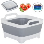 MISKA SKŁADANA SILIKONOWA Z KORKIEM UCHWYT 8L KOSZ NA PRANIE TURYSTYCZNA Z ODPŁYWEM