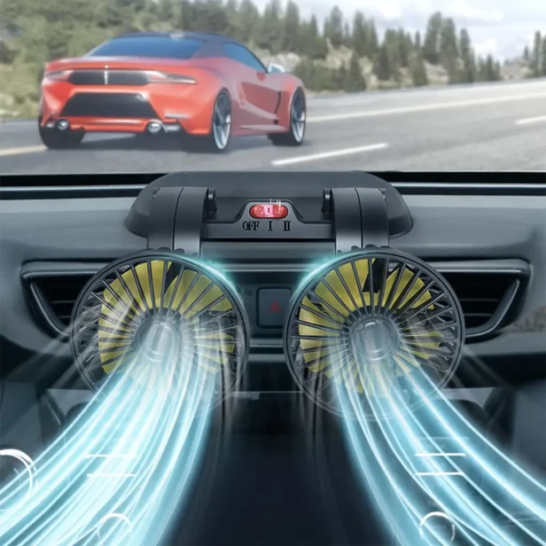 DUŻY WIATRAK WENTYLATOR SAMOCHODOWY OBROTOWY REGULOWANY OSCYLACJA 12V i 24V 4.webp